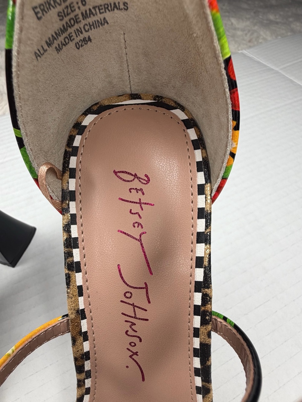 NWOT Betsey Johnson Floral Leopard Print Multicolor Floral Strappy Heel Sandals - Picture 9 of 14